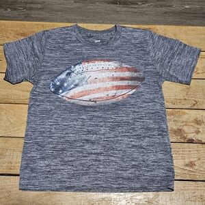 Patriotic Kids Tee with Flag Football Design